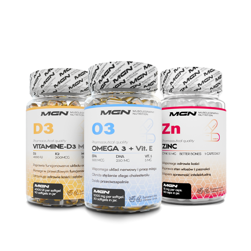Zestaw TRIO | Omega 3 + Witamina D3 + Cynk
