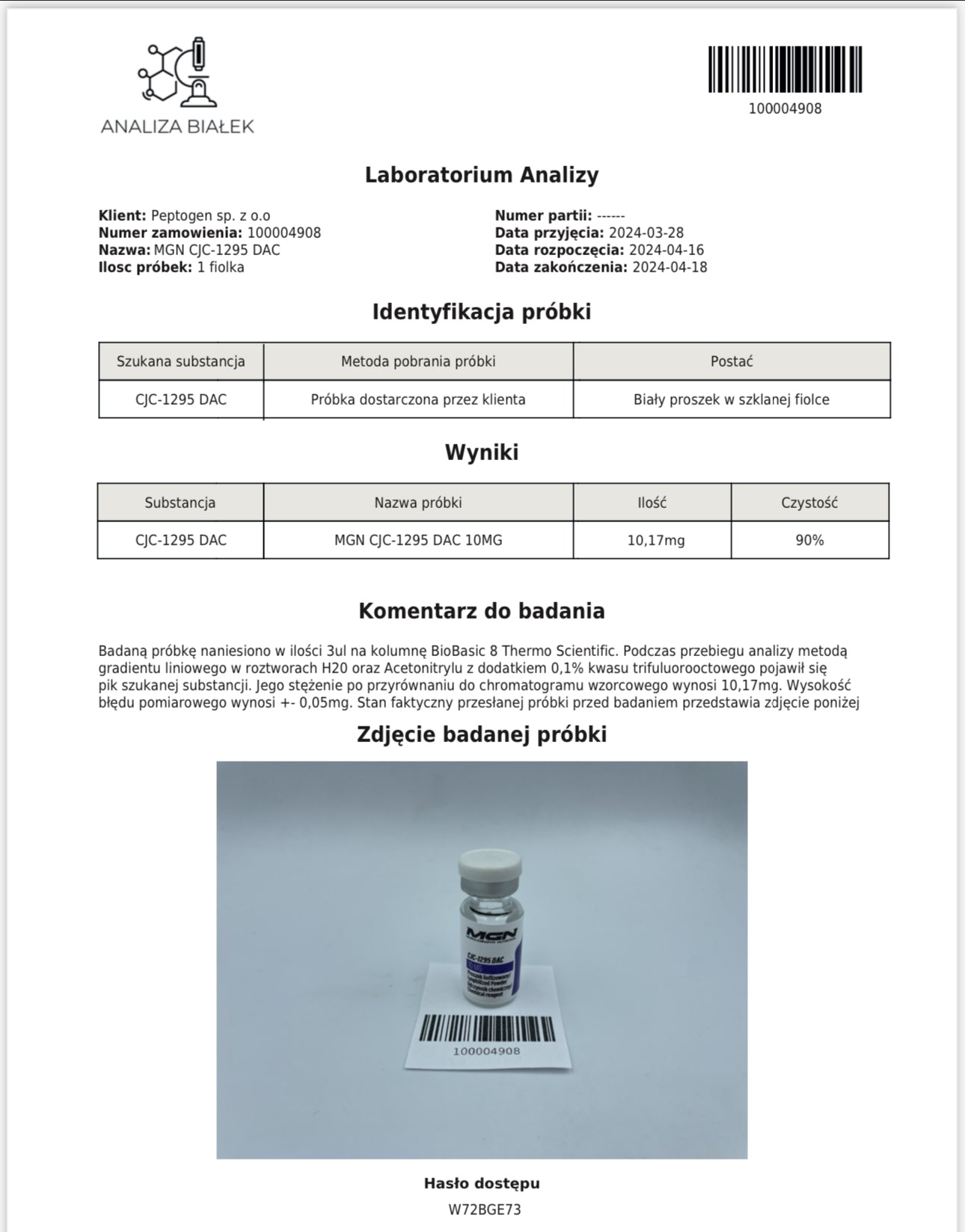 Peptyd Cjc 1295 Dac 10 mg