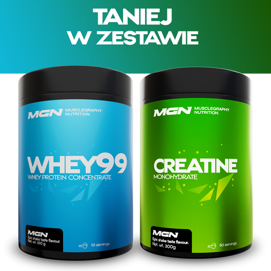 set DUO | Whey99 concentrat de proteine ​​din zer + monohidrat de creatină